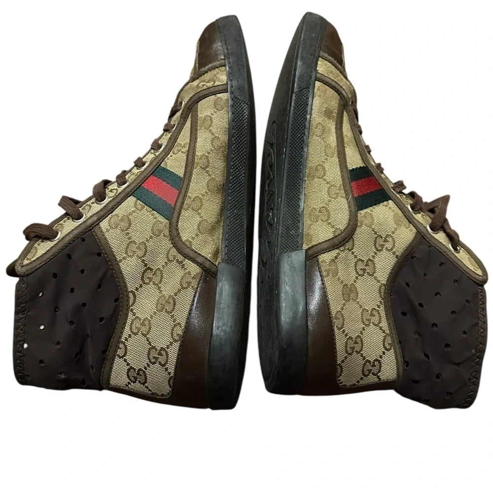 Gucci Men's Tan and Brown High-Top Sneakers size 10G